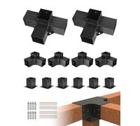 VEVOR Pergola Kit, 4x4 Inch Pergola Brackets for 3.5x3.5 Inch Wood Beams in Actual Dimension, 3-Way (4 Pcs) and 4-Way (2 Pcs) Gazebo Brackets with 6 Post Bases, for Outdoor Pergolas, Gazebos, Sheds