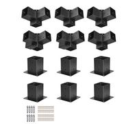 VEVOR Pergola Kit, 4x4 Inch Pergola Brackets for 3.5x3.5 Inch Wood Beams in Actual Dimension, 3-Way (4 Pcs) and 4-Way (2 Pcs) Gazebo Brackets with 6 Post Bases, for Outdoor Pergolas, Gazebos, Sheds