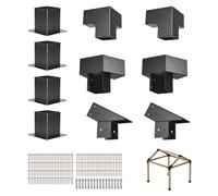 VEVOR Pergola Kit, 4x4 Inch Pointed-Roof Pergola Brackets for 3.5x3.5 in Lumbers in Actual Size, 3-Way / 4-Way Gazebo Bracket with Post Bases & Ridge Brackets for Outdoor Pergolas Gazebo Shed, 14 Pcs