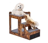 VEVOR Pet Bunk Bed with Removable Stairs, Dog/Cat Window Perch with Storage, Multi-Level Bed Window Perch Dog Bedside Sleeper Couch, Small Pet Seat Pl