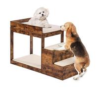 VEVOR Pet Bunk Bed with Stairs, Dog/Cat Window Perch for High Beds and Couches, Medium Multi-Level 3 Step Dog Seat Platform Sleeper Couch, Practical for Modern Homes (Rustic Brown)