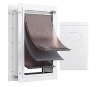 VEVOR Pet Door, 9.29" x 13.19" Metal Frame with Lock and 3-Flap System, Weatherproof Doggy Door, Easy to Install in Interior or Exterior Walls, Pet Door Suitable for Cat Doggie Kitties (White-Small)