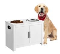 VEVOR Pet Feeding Station with 2 Stainless Steel Bowls, Elevated Dog Bowls with Storage, Dog Food Storage and Feeder Station with Storage Cabinet, Pet Toy Storage Organizer, for Dogs, Modern