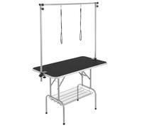 VEVOR Pet Grooming Table Two Arms with Clamp, 117cm Dog Grooming Station, Foldable Pets Grooming Stand for Medium and Small Dogs, Free Two No Sit Haunch Holder with Grooming Loop, Bearing 149.7kg