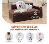 Vevor Pet Sofa Dog Couch For Medium Sized Dog And Cat Soft Leather 110 Lbs Loading Black