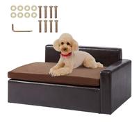 VEVOR Pet Sofa, Dog Couch for Medium-Sized Dogs and Cats, Soft Leather Dog Sofa Bed,50 lbs Loading Cat Sofa, Black