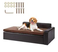 VEVOR Pet Sofa, Dog Couch for Small-Sized Dogs and Cats, Soft Leather Dog Sofa Bed, 60 lbs Loading Cat Sofa, Brown