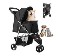VEVOR Pet Stroller, 35 lbs Weight Capacity, Foldable Dog Stroller Cart, 3 Wheels Cats Stroller with Mesh Windows and Cup Holders, Portable Pet Carrier