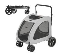 VEVOR Pet Stroller, 4 Wheels Dog Stroller Rotate with Brakes, 160lbs Weight Capacity, Puppy Stroller with Breathable Mesh Windows and Height-Adjustabl