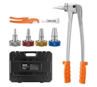 VEVOR PEX Pipe Expander Tool Kit, Manual Tubing Expansion Tool for 3/8" | 1/2", 3/4", 1" PEX Pipes - with 4 Expanding Heads, Pipe Cutter & Carrying Case for Radiant Heating & Water Plumbing System