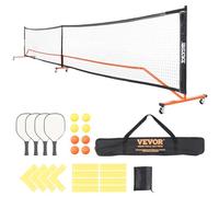 VEVOR Pickleball Net Set, 22FT Regulation Size Portable Pickleball System with Bags, Balls, Paddles, Wheels, and Court Lines, Weather Resistant Metal Frame & PE Net, for Outdoor Backyard Driveway