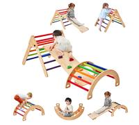 VEVOR Pikler Triangle Set Climber 5 in 1 Toddler Climbing Toys Indoor Folding with Arch&Ramp&Ladder for Montessori Play Gym for Toddlers and Kids Ra