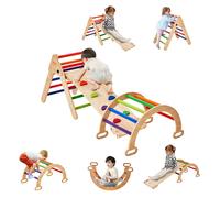 VEVOR Pikler Triangle Set Climber 5 in 1 Toddler Climbing Toys Indoor Folding with Arch&Ramp&Ladder for Montessori Play Gym for Toddlers and Kids Ra