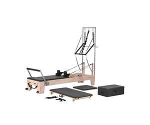 VEVOR Pilates Reformer, Wooden Pilates Machine for Home Gym Studio, Strength Training Workout Equipment with Dual Resistance, Reformer Box, Jump Board, for Advanced Users and Beginners, Up to 400 LBS