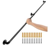 VEVOR Pipe Stair Handrail, 213.4 cm Staircase Handrail, 199.6 kg Load Capacity Carbon Steel Pipe Handrail, Industrial Pipe Handrail with Wall Mount Su