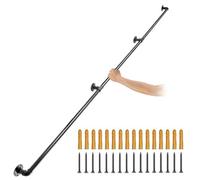 VEVOR Pipe Stair Handrail, 243.8 cm Staircase Handrail, 199.6 kg Load Capacity Carbon Steel Pipe Handrail, Industrial Pipe Handrail with Wall Mount Su