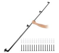 VEVOR Pipe Stair Handrail, 274.3 cm Staircase Handrail, 199.6 kg Load Capacity Carbon Steel Pipe Handrail, Industrial Pipe Handrail with Wall Mount Su