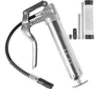 VEVOR Pistol Grip Grease Gun, 3500 PSI, 4 OZ / 120 CC Capacity Heavy Duty Professional Grease Gun, with 11.65 Inch Flexible Hose 2 Black Flat Couplers, 1 Reinforced Nozzle, and 2 Rigid Metal Pipes