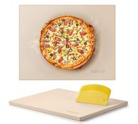 VEVOR Pizza Stone, 15 x 12 in Rectangular Cordierite Pizza Stone, Extra Large Baking-Stone with Scraper, 0.6 in Thick Heat-Resistant Cordierite, for Kitchen Oven, Baking Bread & Pizzas, BBQ Grilling