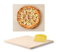 VEVOR Pizza Stone, 16 x 14 in Rectangular Cordierite Pizza Stone, Extra Large Baking-Stone with Scraper, 0.6 in Thick Heat-Resistant Cordierite, for Kitchen Oven, Baking Bread & Pizzas, BBQ Grilling