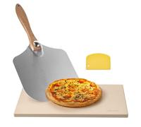 VEVOR Pizza Stone, 20 x 14 in Rectangular Cordierite Pizza Stone, Extra Large Baking-Stone with Aluminum Peel, 0.6 in Thick Heat-Resistant Cordierite, for Oven, Baking Bread & Pizzas, BBQ Grilling