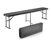 VEVOR Plastic, 6 FT Portable Folding, Smooth HDPE Waterproof Outdoor Bench, Picnic Camping Dining Seat with Carrying Handle, for Garden Soccer Entertaining Activity, Black (1 Pack)