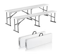 VEVOR 6FT Plastic Folding Bench Portable Outdoor Bench for Picnic Camping 2 Pack