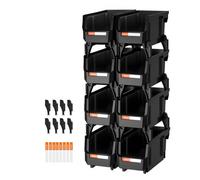 VEVOR Plastic Stackable Storage Bins, 10.9 x 5.5 x 5.1 inch (8 Pack), Plastic Containers for Organizing and Storage Bins for Closet, Garage, Small Par