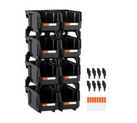 VEVOR Plastic Stackable Storage Bins, 10.9 x 5.5 x 5.1 inch (8 Pack), Plastic Containers for Organizing and Storage Bins for Closet, Garage, Small Parts, Office Supplies and Other Accessories, Black