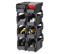 VEVOR Plastic Stackable Storage Bins, 10.9 x 5.5 x 5.1 inch (8 Pack), Plastic Containers for Organizing and Storage Bins for Closet, Garage, Small Parts, Office Supplies and Other Accessories, Black