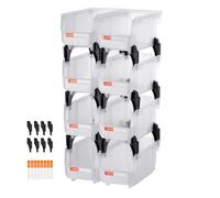 VEVOR Plastic Stackable Storage Bins, 10.9 x 5.5 x 5.1 inch (8 Pack), Plastic Containers for Organizing & Storage Bins for Closet, Garage, Small Parts