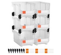 Vevor Plastic Stackable Storage Bins, 14.8 X 8.5 X 7.1 Inch (6 Pack), Plastic Containers For Organizing & Storage Bins