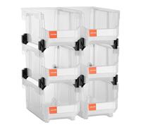 VEVOR Plastic Stackable Storage Bins, 14.8 x 8.5 x 7.1 inch (6 Pack), Plastic Containers for Organizing & Storage Bins for Closet, Garage