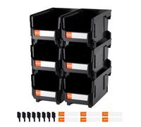 VEVOR Plastic Stackable Storage Bins 6 pcs Garage Organizer Bins Black
