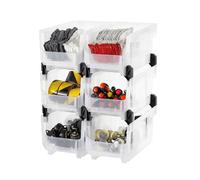 Vevor Plastic Stackable Storage Bins, 14.8 X 8.5 X 7.1 Inch (6 Pack), Plastic Containers For Organizing & Storage Bins