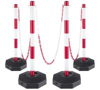 VEVOR Plastic Stanchion, 4pcs Chain Stanchion, Plastic Stanchion Kit with 32ft Chain 8 S-Hooks, PE Plastic White Stanchion for Warning/Crowd Control