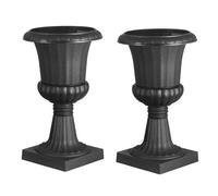 VEVOR Plastic Urn Planters, 25 x 42 cm, 2 Pack Black Classic Flower Pots Front Porch Planters, Indoor & Outdoor Vase for Wedding, Party, Event, Home, Stage, Garden, Balcony, Patio Decoration