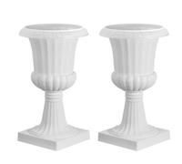 VEVOR Plastic Urn Planters, 25 x 42 cm, 2 Pack White Classic Flower Pots Front Porch Planters, Indoor & Outdoor Vase for Wedding, Party, Event, Home, Stage, Garden, Balcony, Patio Decoration