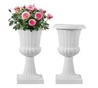 VEVOR Plastic Urn Planters, 25 x 42 cm, 2 Pack White Classic Flower Pots Front Porch Planters, Indoor & Outdoor Vase for Wedding, Party, Event, Home, Stage, Garden, Balcony, Patio Decoration