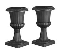 VEVOR Plastic Urn Planters, 40 x 67 cm, 2 Pack Black Classic Flower Pots Front Porch Planters, Indoor & Outdoor Vase for Wedding, Party, Event, Home, Stage, Garden, Balcony, Patio Decoration