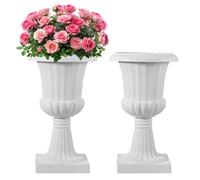 VEVOR Plastic Urn Planters, 40 x 67 cm, 2 Pack White Classic Flower Pots Front Porch Planters, Indoor & Outdoor Vase for Wedding, Party, Event, Home, Stage, Garden, Balcony, Patio Decoration
