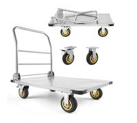 Vevor Platform Truck, 2000 Lbs Capacity, Heavy Duty Steel Flatbed Cart With Swivel Wheels And Handle, Foldable Platform
