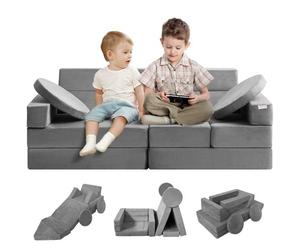VEVOR Play Couch, 15pcs Modular Kids Couch, Toddler Foam Sofa Couch with High-density 25D Sponge for Playing, Creativing, Sleeping, Imaginative Kids F
