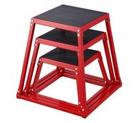 VEVOR Plyometric Jump Boxes, 12/18/24 Inch Plyo Box, Platform and Jumping Agility Box, Anti-Slip Fitness Exercise Step Up Box Set for Home Gym Training, Conditioning Strength Training, Red