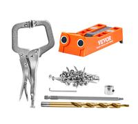 VEVOR Pocket Hole Jig 56 Pcs Mini Jig Pocket Hole System with 9"" C-clamp Step Drill Wrench Drill Stop Ring Square Drive Bit and Screws for DIY