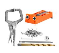 VEVOR Pocket Hole Jig, 56 Pcs Mini Jig Pocket Hole System with 9" C-clamp, Step Drill, Wrench, Drill Stop Ring, Square Drive Bit, and Screws, for DIY Carpentry Projects
