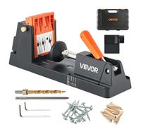 VEVOR Pocket Hole Jig Kit, 12.7-38.1mm Adjustable Angle Drill Guide for Carpentry with Dust Collection Adapter, Removable Guide Block, Drill Bit, Stop Ring