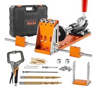 VEVOR Pocket Hole Jig Kit, 34 Pcs Pocket Hole Jig System with 11" C-clamp, Fixture, Step Drills, Wrenches, Drill Stop Rings, Square Drive Bits, Toolbox, for DIY Carpentry Projects, Adjustable