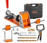 VEVOR Pocket Hole Jig Kit, 34 Pcs Pocket Hole Jig System with 11" C-clamp, Fixture, Step Drills, Wrenches, Drill Stop Rings, Square Drive Bits, Toolbox, for DIY Carpentry Projects, Adjustable