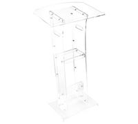 VEVOR Podium Stand, 43-Inch Acrylic Lectern, Portable Laptop Desk with Wide Reading Surface and Storage Shelf, Book Stopper, Floor-Standing, for Classroom, Wedding, Conference, Lecture and Concert